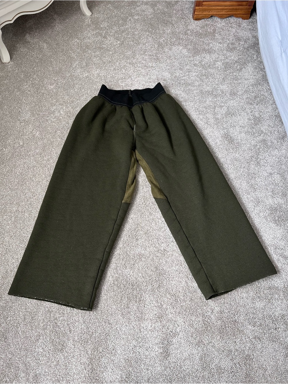 Vintage 1990 Dutch Military Reverse Fleece Pile Trouser Liner Pants Army Green